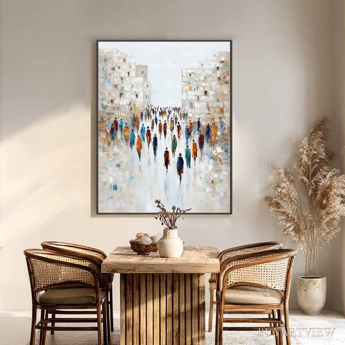 BUYARTVIEW Convergence – Textured Abstract Figurative Cityscape Painting - image 6