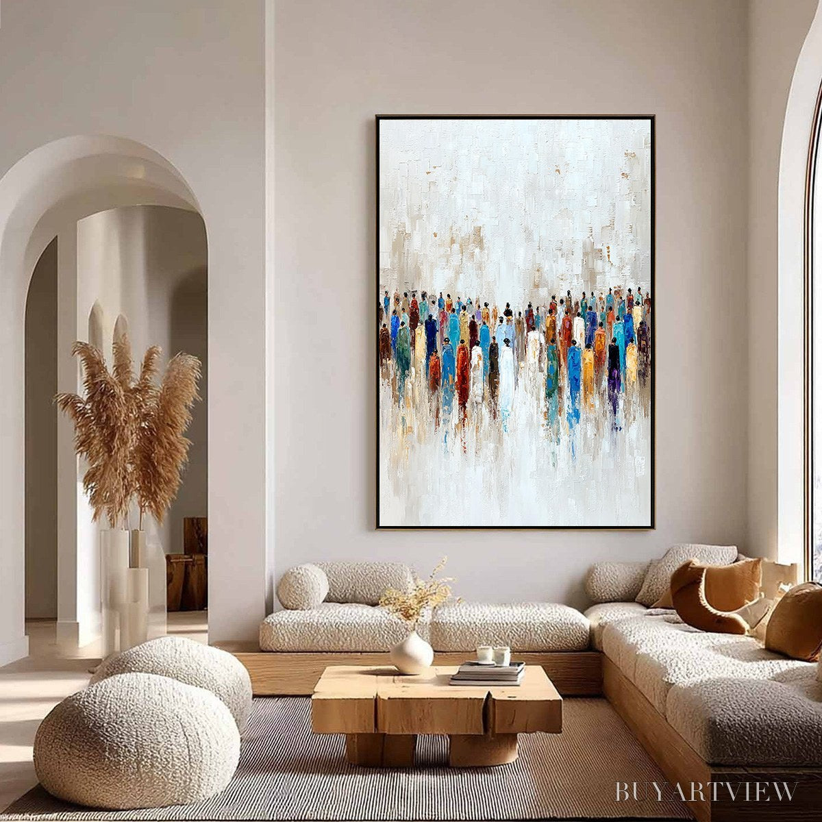 BUYARTVIEW Convergence – Colorful Abstract Figurative Painting of a Crowd - image 4
