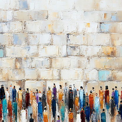BUYARTVIEW Convergence – Textured Abstract Figurative Painting of People Gathering - image 3