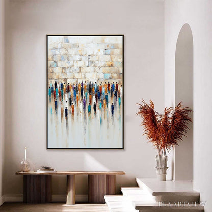 BUYARTVIEW Convergence – Textured Abstract Figurative Painting of People Gathering - image 4