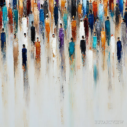 BUYARTVIEW Convergence – Textured Abstract Figurative Painting of People Gathering - image 5
