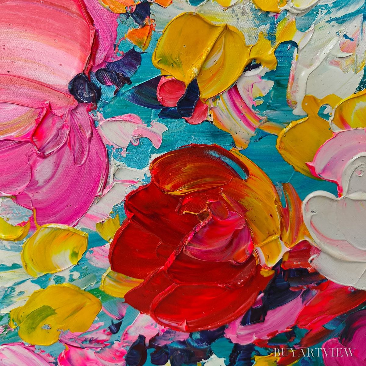 BUYARTVIEW Ready to Ship | Red Garden | 20''X40'' | 50x100cm | Wood Frame - image 4