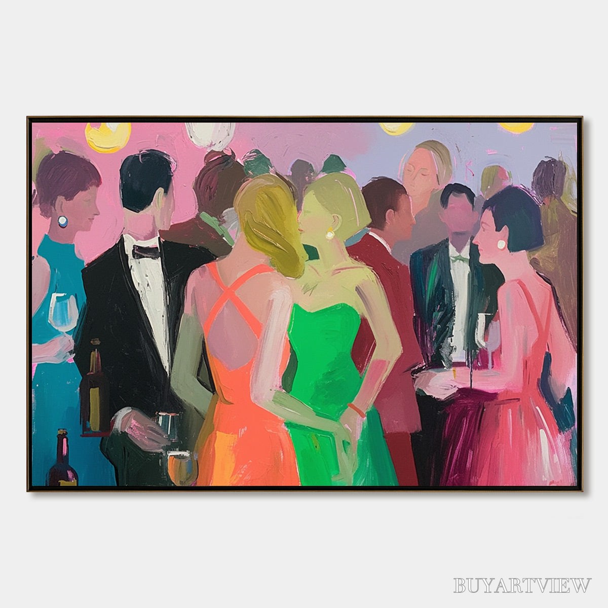 BUYARTVIEW Cocktail Hour – Figurative Oil Painting, Social Scene - image 1