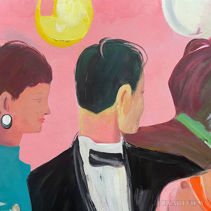 BUYARTVIEW Cocktail Hour – Figurative Oil Painting, Social Scene - image 3