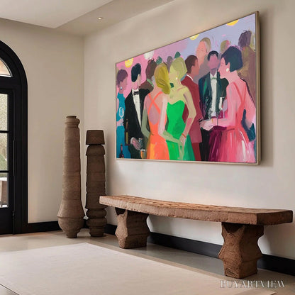 BUYARTVIEW Cocktail Hour – Figurative Oil Painting, Social Scene - image 5