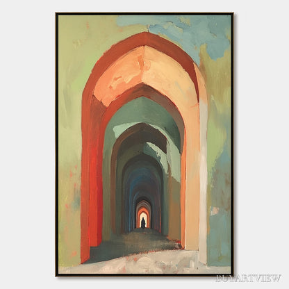 BUYARTVIEW Passage – Architectural Oil Painting with Warm Tones - image 1