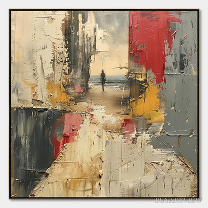BUYARTVIEW Threshold – Textured Impasto Abstract Seaside Oil Painting - image 1
