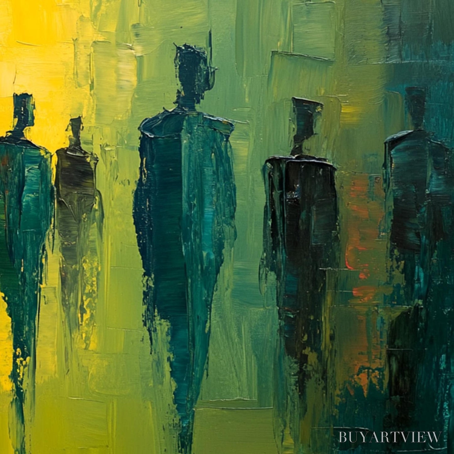 BUYARTVIEW Gathering Light – Vibrant Abstract Figurative Oil Painting - image 3