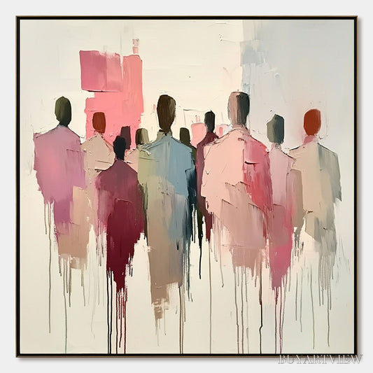 BUYARTVIEW Gathering – Abstract Figurative Palette Knife Oil Painting - image 1