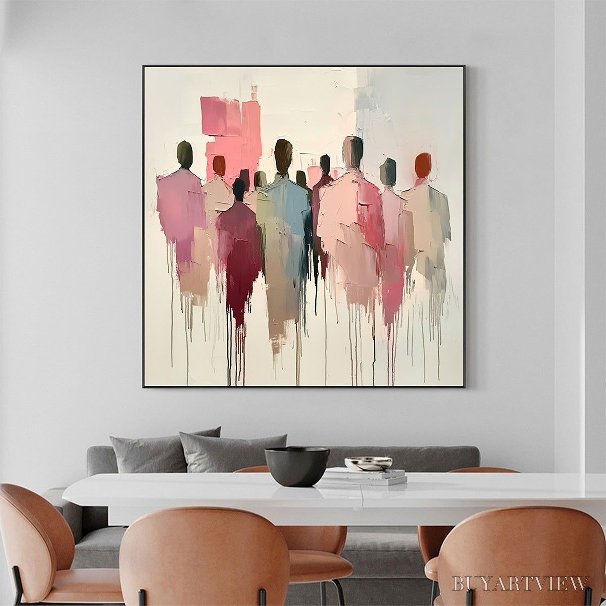 BUYARTVIEW Gathering – Abstract Figurative Palette Knife Oil Painting - image 2
