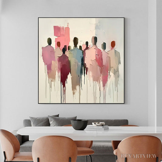 BUYARTVIEW Gathering – Abstract Figurative Palette Knife Oil Painting - image 2