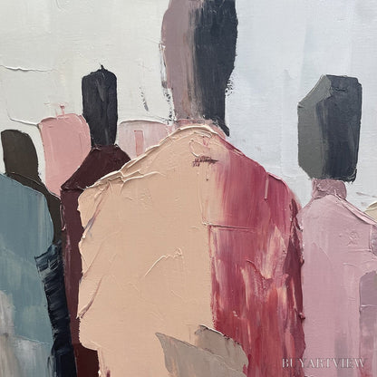 BUYARTVIEW Gathering – Abstract Figurative Palette Knife Oil Painting - image 3