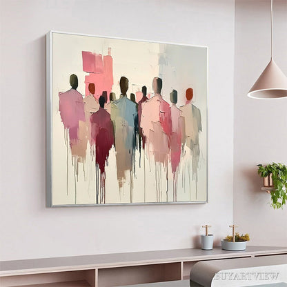 BUYARTVIEW Gathering – Abstract Figurative Palette Knife Oil Painting - image 4
