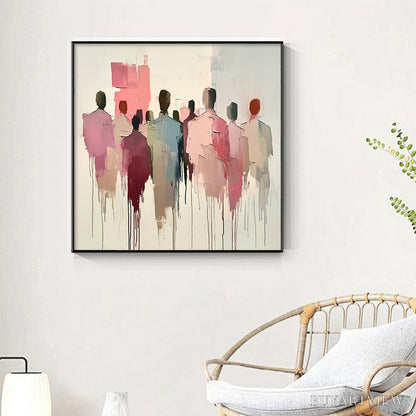 BUYARTVIEW Gathering – Abstract Figurative Palette Knife Oil Painting - image 5