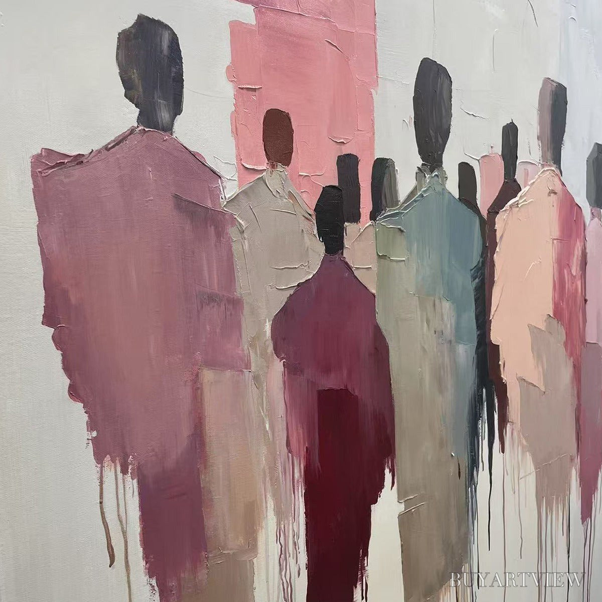 BUYARTVIEW Gathering – Abstract Figurative Palette Knife Oil Painting - image 6