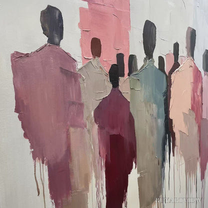 BUYARTVIEW Gathering – Abstract Figurative Palette Knife Oil Painting - image 6
