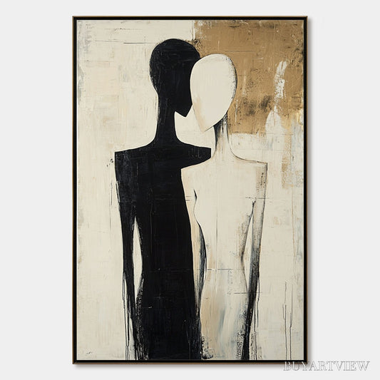 BUYARTVIEW Duality – Abstract Figurative Textured Oil Painting - image 1