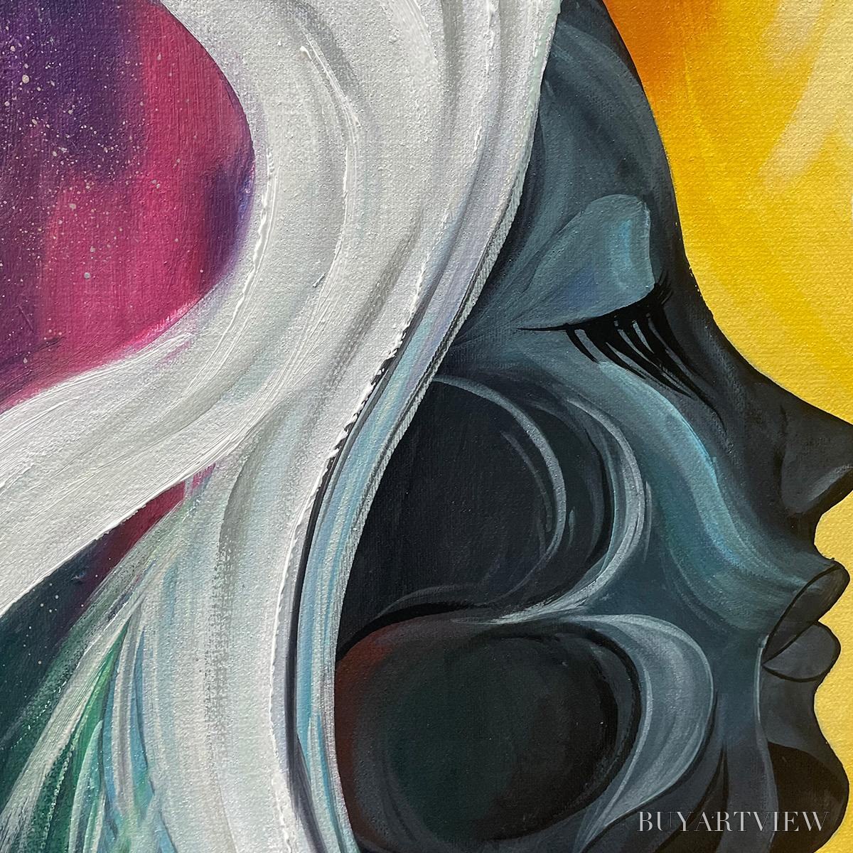 BUYARTVIEW Connected Souls – Figurative Oil Painting of Two Faces - image 3