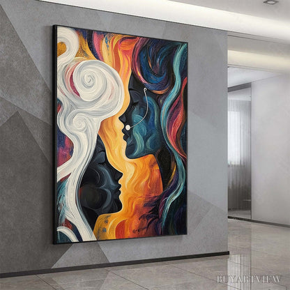 BUYARTVIEW Connected Souls – Figurative Oil Painting of Two Faces - image 4