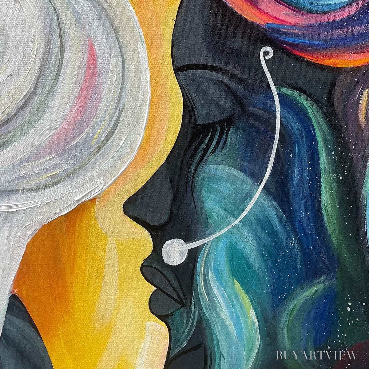 BUYARTVIEW Connected Souls – Figurative Oil Painting of Two Faces - image 6