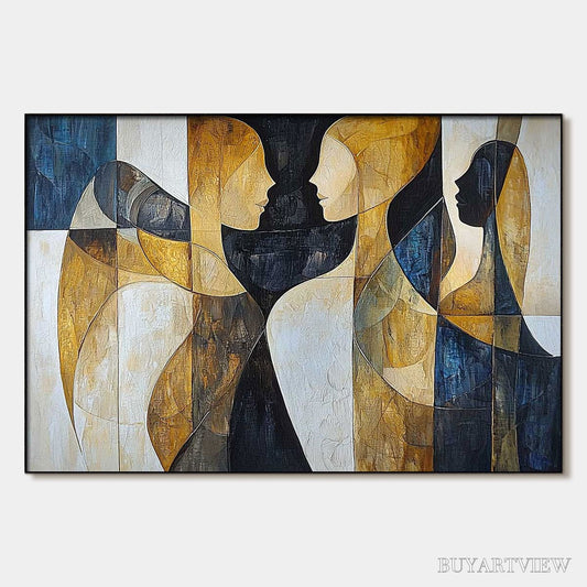 BUYARTVIEW Intertwined – Abstract Figurative Oil Painting in Earthy Tones - image 1