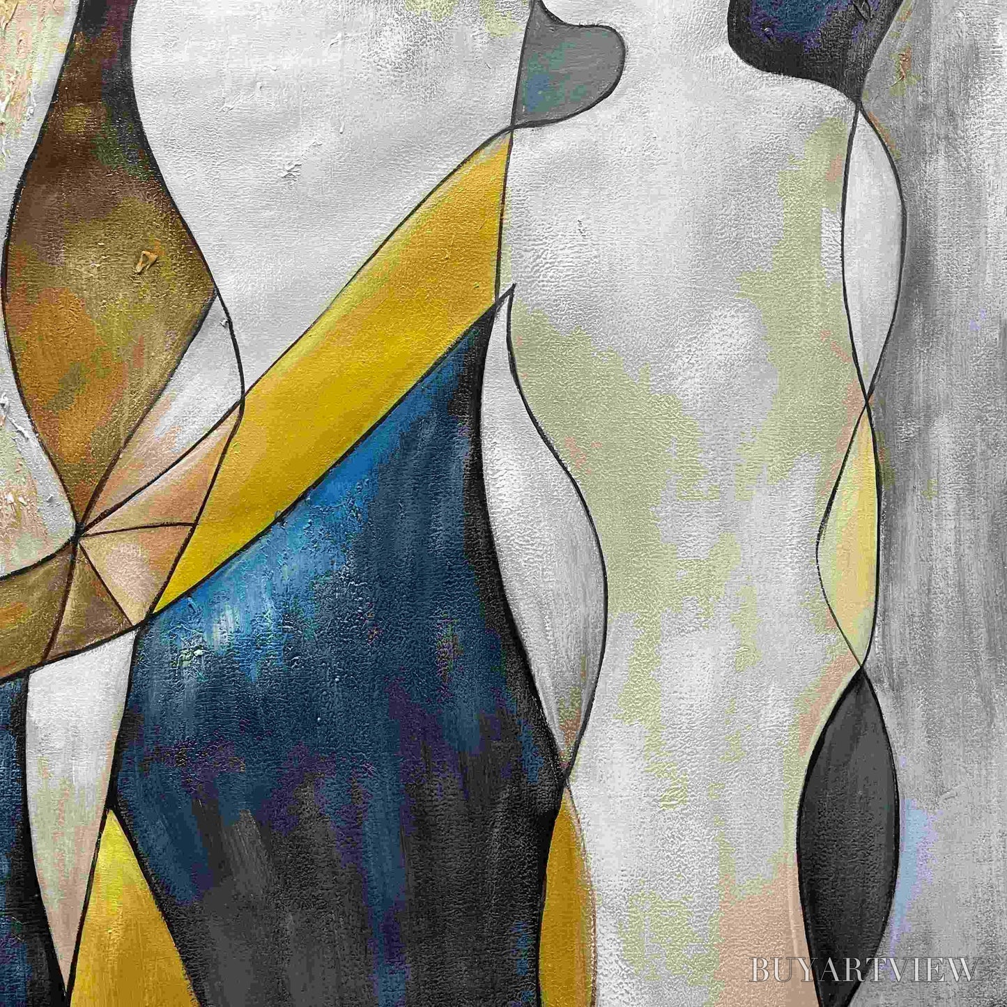 BUYARTVIEW Intertwined – Abstract Figurative Oil Painting in Earthy Tones - image 3