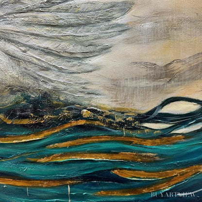 BUYARTVIEW Golden Ascension – Ethereal Angel with Birds Oil Painting - image 3