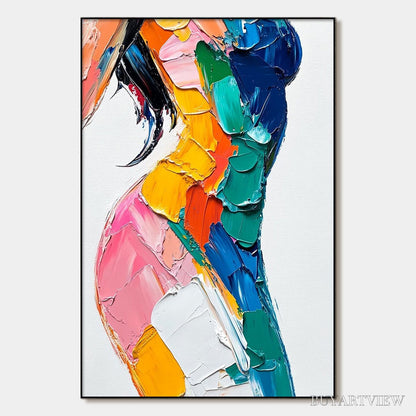 BUYARTVIEW Chromatic Figure – Textured Impasto Abstract Figure Oil Painting - image 1