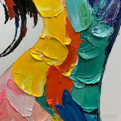 BUYARTVIEW Chromatic Figure – Textured Impasto Abstract Figure Oil Painting - image 3