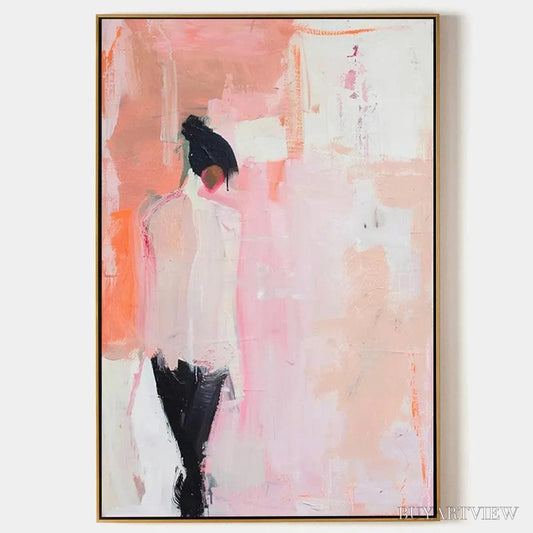 BUYARTVIEW Pink Abstract – Figurative Painting, Pastel , Modern Decor, Vertical Canvas - image 1