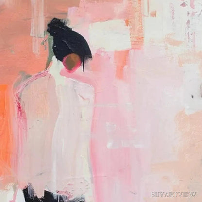 BUYARTVIEW Pink Abstract – Figurative Painting, Pastel , Modern Decor, Vertical Canvas - image 3