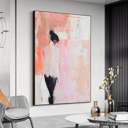 BUYARTVIEW Pink Abstract – Figurative Painting, Pastel , Modern Decor, Vertical Canvas - image 4