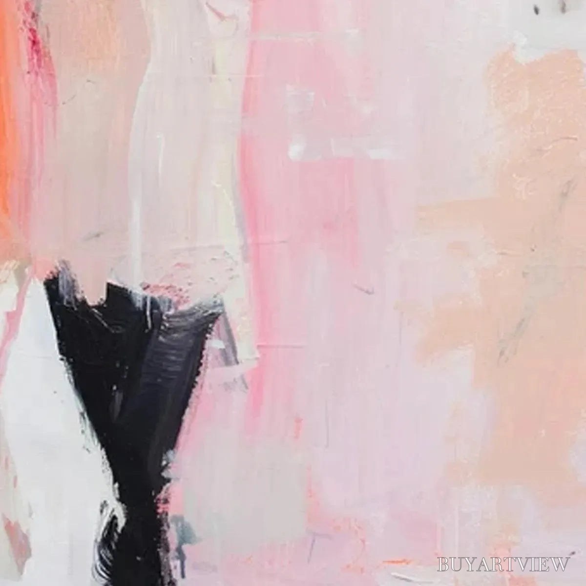 BUYARTVIEW Pink Abstract – Figurative Painting, Pastel , Modern Decor, Vertical Canvas - image 5