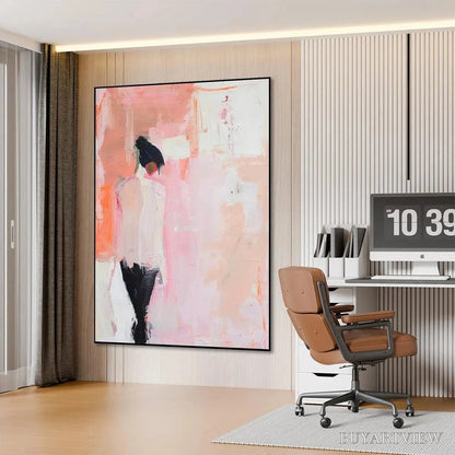 BUYARTVIEW Pink Abstract – Figurative Painting, Pastel , Modern Decor, Vertical Canvas - image 6