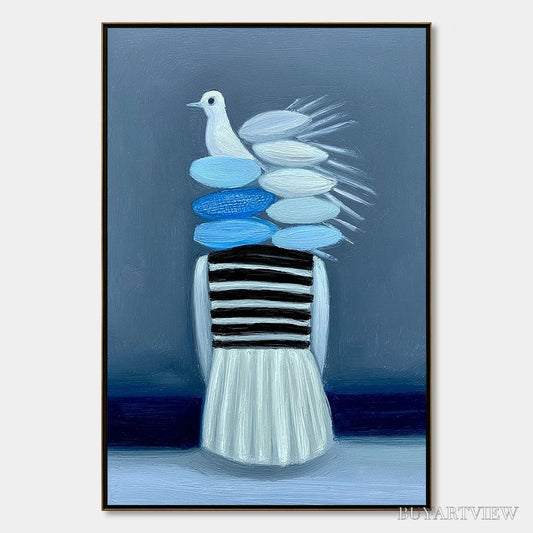 BUYARTVIEW Mind'S Flight – Textured Figurative Painting with Dove Motif - image 1