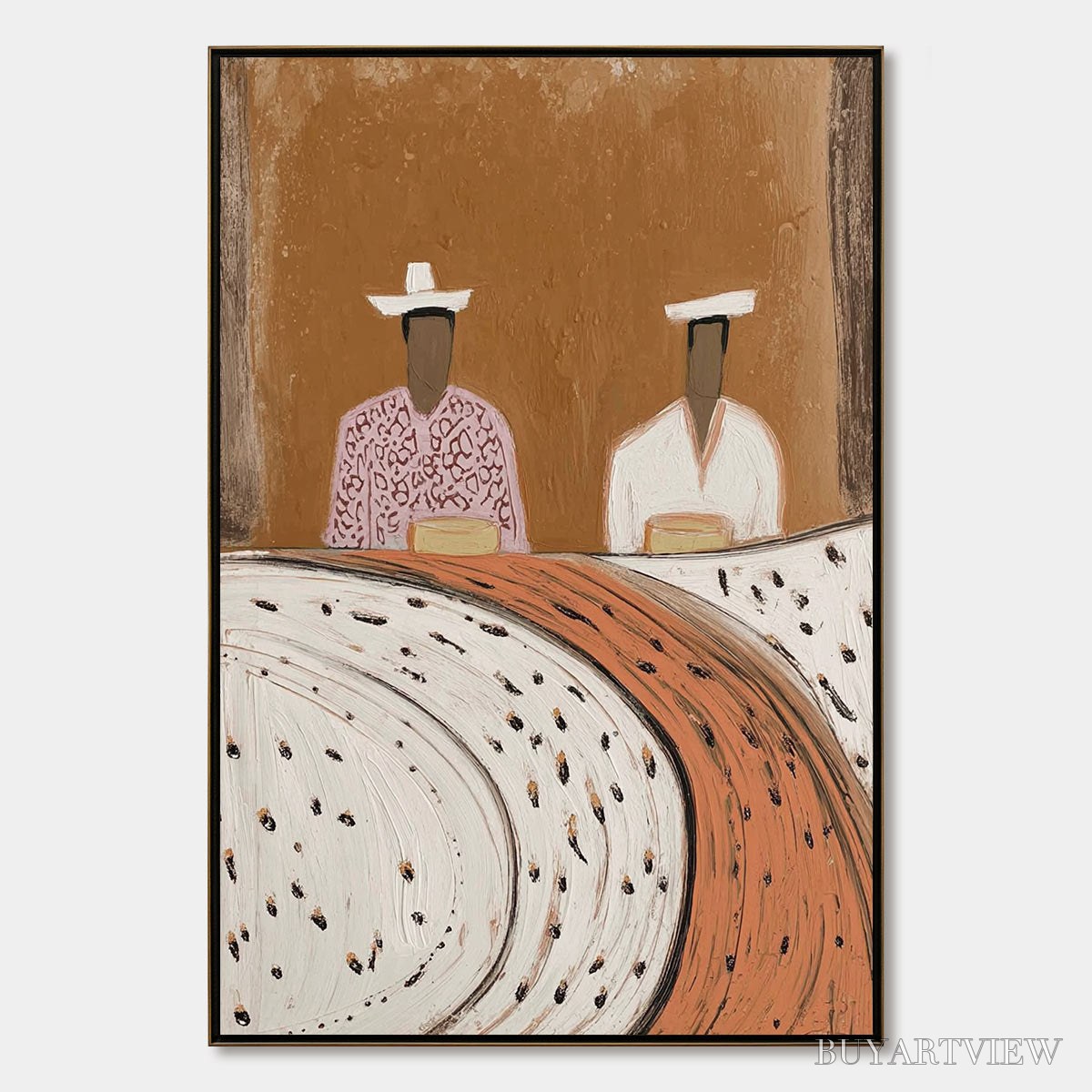 BUYARTVIEW Kindred Spirits – Textured Wabi-Sabi Abstract Portrait Painting - image 1