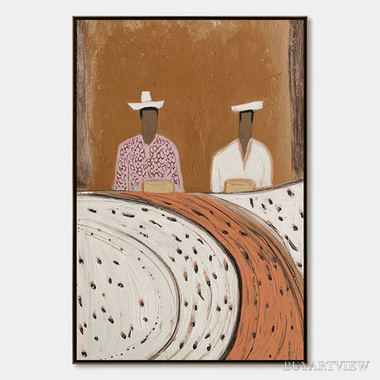 BUYARTVIEW Kindred Spirits – Textured Wabi-Sabi Abstract Portrait Painting - image 1