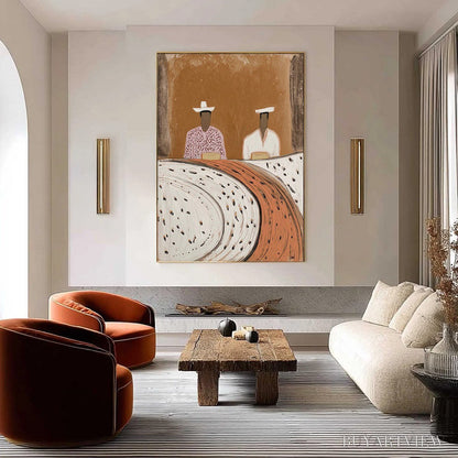 BUYARTVIEW Kindred Spirits – Textured Wabi-Sabi Abstract Portrait Painting - image 2