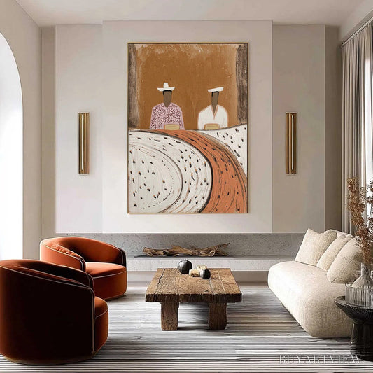 BUYARTVIEW Kindred Spirits – Textured Wabi-Sabi Abstract Portrait Painting - image 2