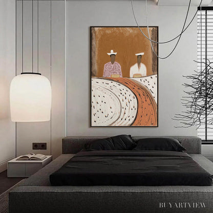 BUYARTVIEW Kindred Spirits – Textured Wabi-Sabi Abstract Portrait Painting - image 4