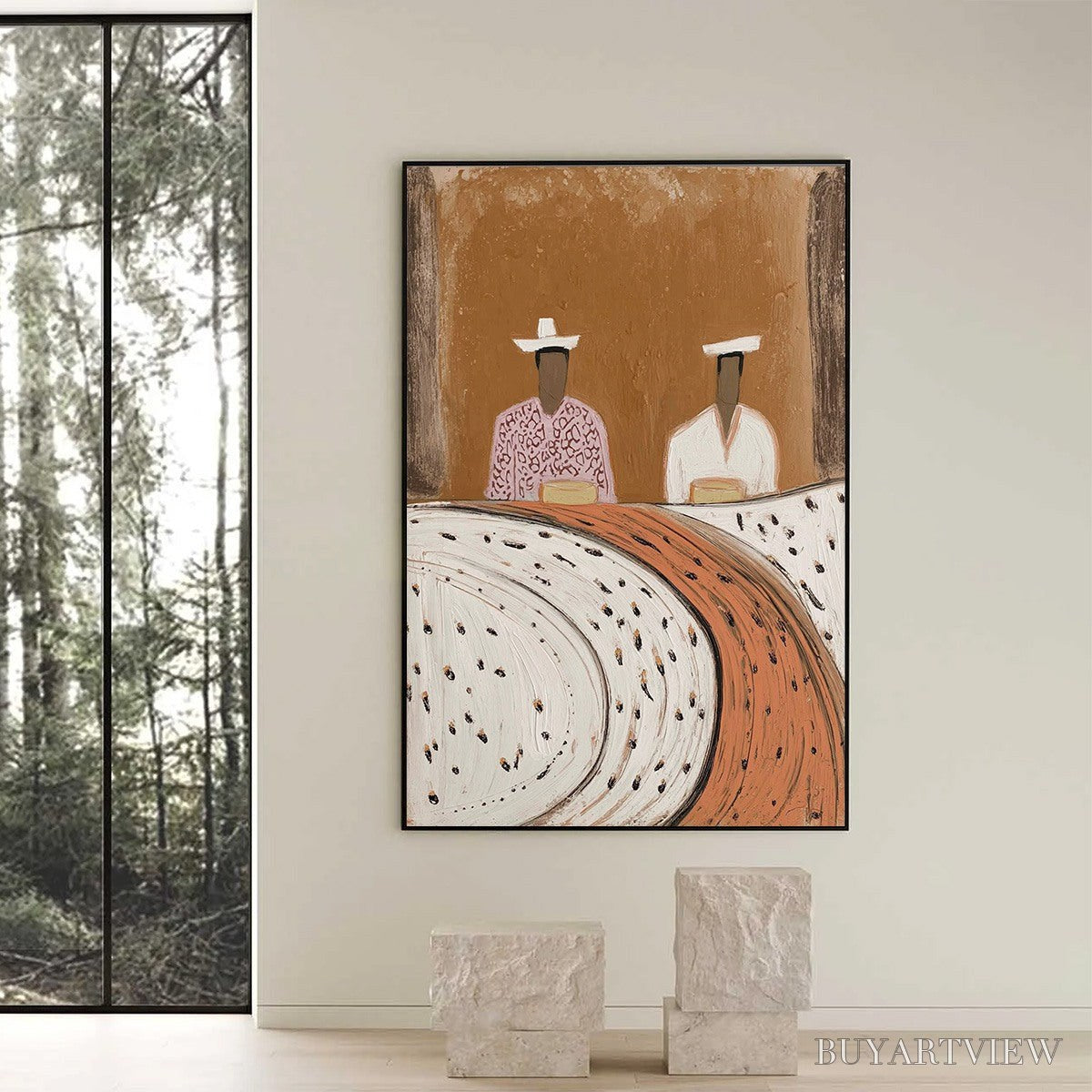 BUYARTVIEW Kindred Spirits – Textured Wabi-Sabi Abstract Portrait Painting - image 6