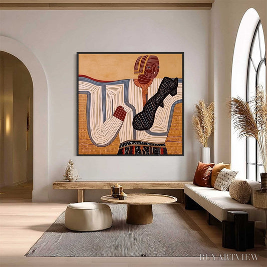 BUYARTVIEW the Storyteller – Abstract Figurative Portrait Painting with Earth Tones - image 2