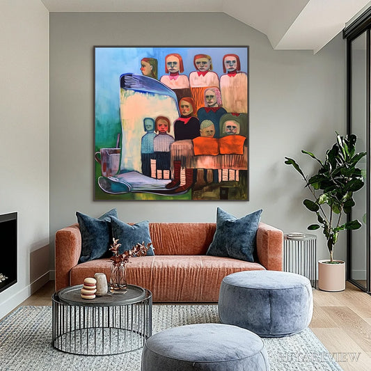 BUYARTVIEW Shared Silence – Expressive Figurative Portrait Group Oil Painting - image 2