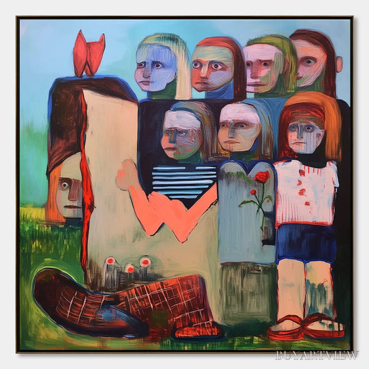 BUYARTVIEW Kindred Spirits – Expressive Figurative Group Portrait Oil Painting - image 1