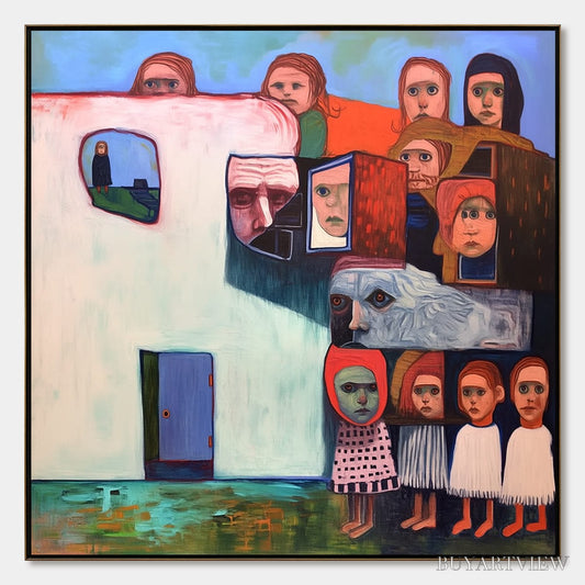 BUYARTVIEW Community of Souls – Colorful Figurative Portrait Painting - image 1