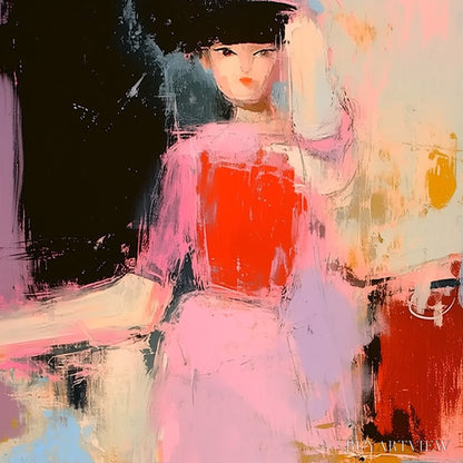 BUYARTVIEW Enigma in Pink – Modern Abstract Figurative Portrait Painting - image 3