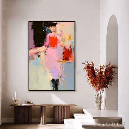BUYARTVIEW Enigma in Pink – Modern Abstract Figurative Portrait Painting - image 4