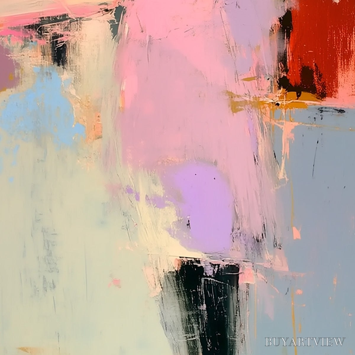BUYARTVIEW Enigma in Pink – Modern Abstract Figurative Portrait Painting - image 5