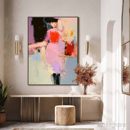 BUYARTVIEW Enigma in Pink – Modern Abstract Figurative Portrait Painting - image 6