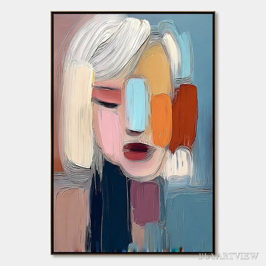 BUYARTVIEW Inner Gaze – Colorful Abstract Figurative Portrait Painting - image 1
